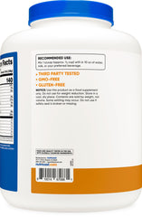 Nutricost Salted Caramel whey protein isolate closeup emphasizes non-GMO and gluten-free