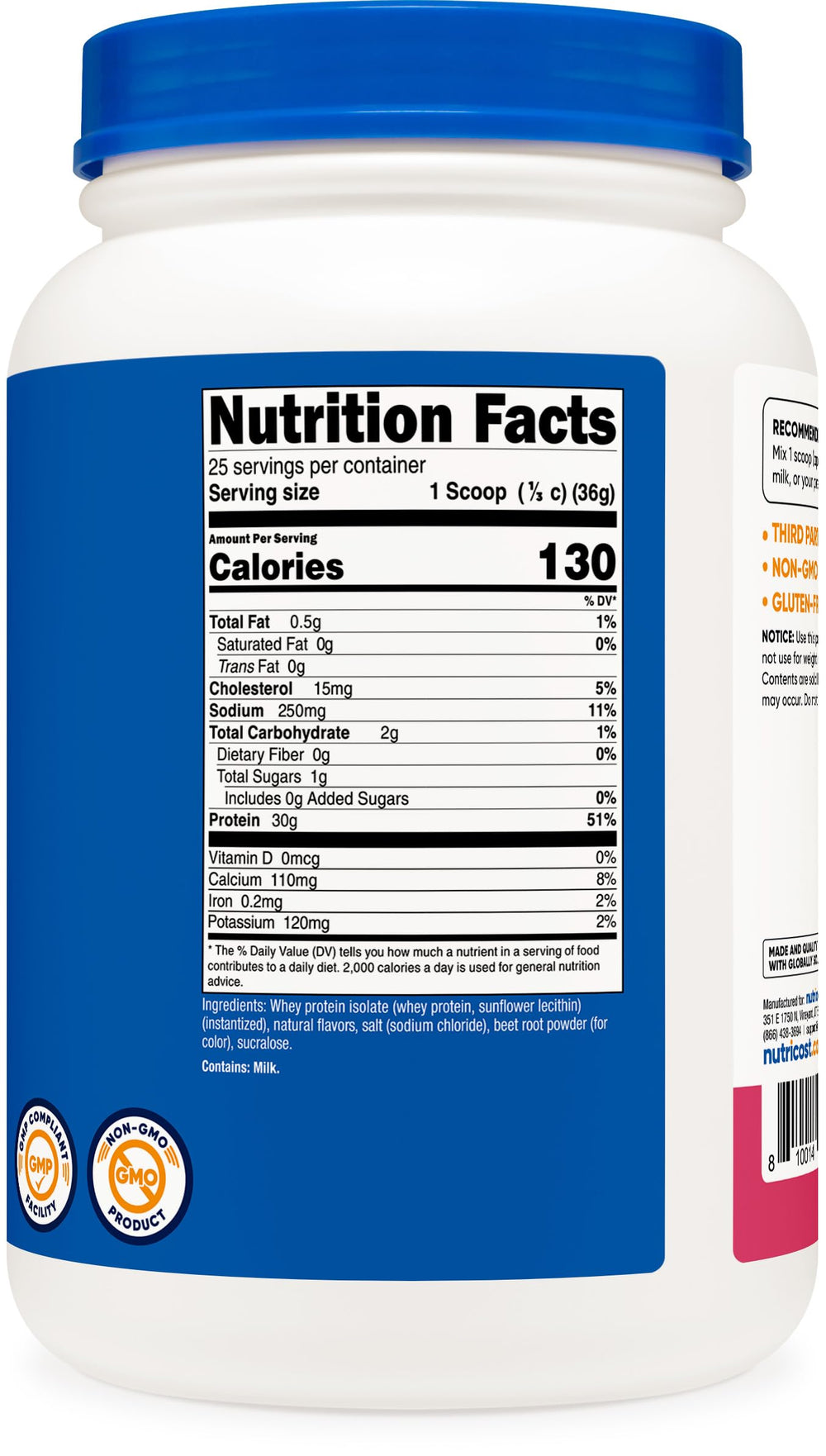 Nutricost 2 lb packaging close-up suggests bulk protein supply.