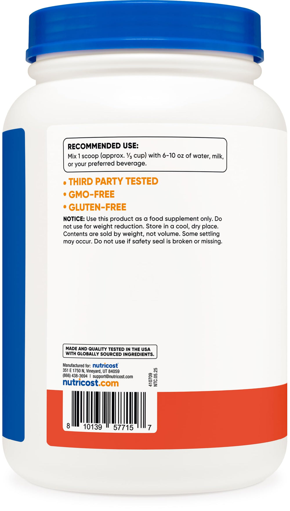 Nutricost Whey Protein Isolate Strawberry Banana 2lb nutrition panel highlights protein content