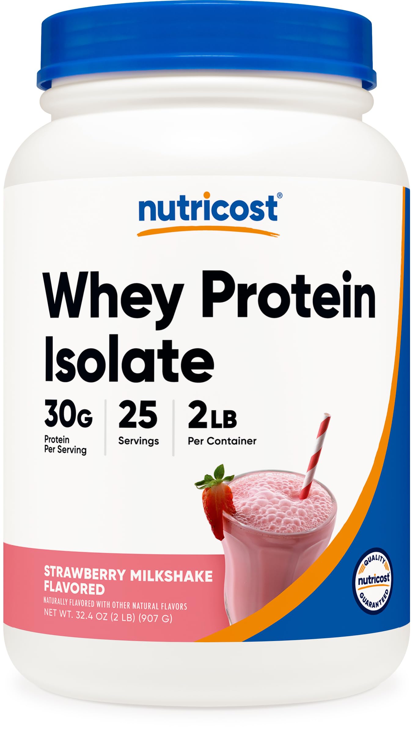 Nutricost Whey Protein Isolate Strawberry Milkshake bottle for convenient post-workout fueling.