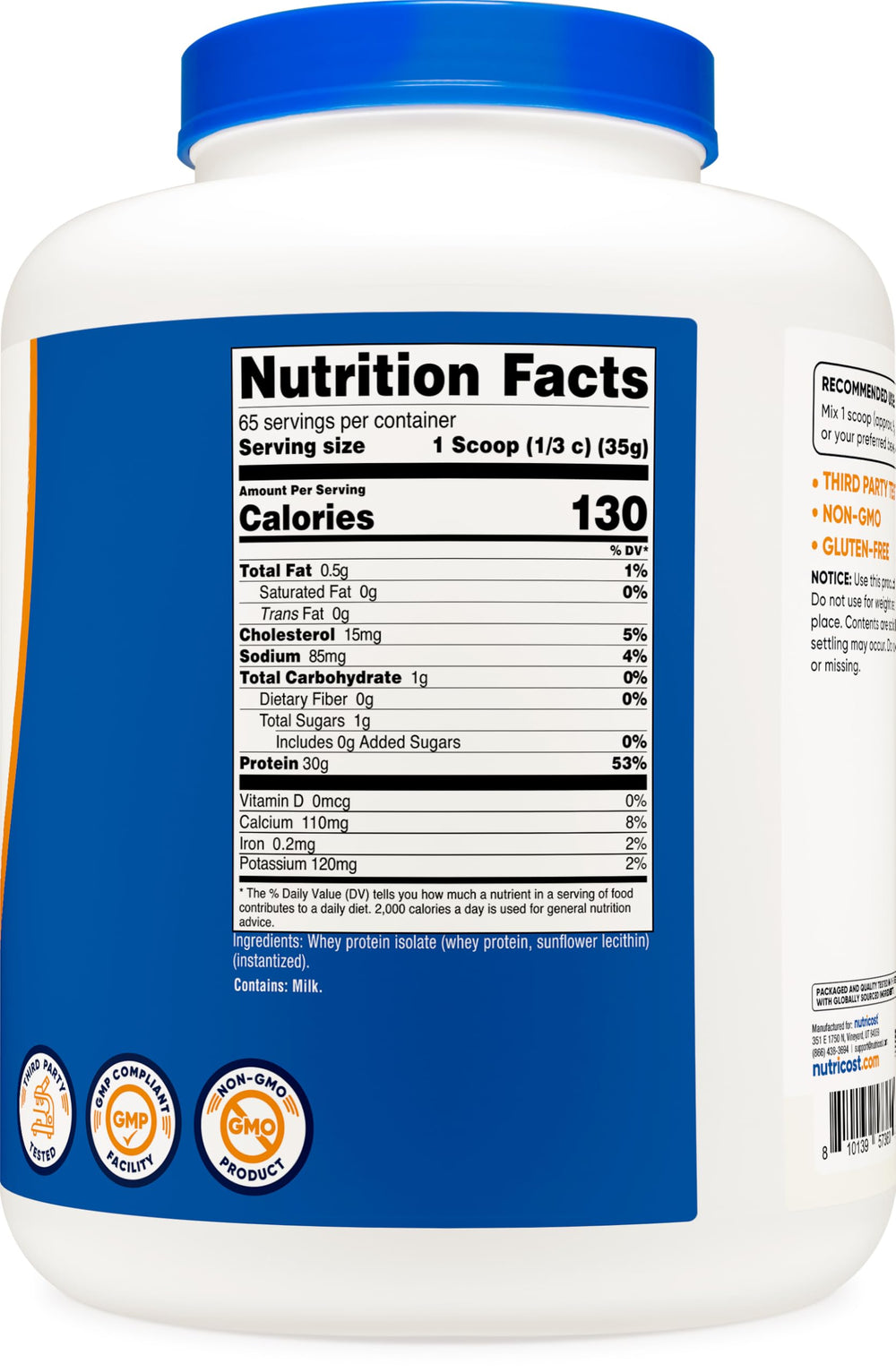 Nutricost Whey Protein Isolate unflavored shake in glass ready for recovery.