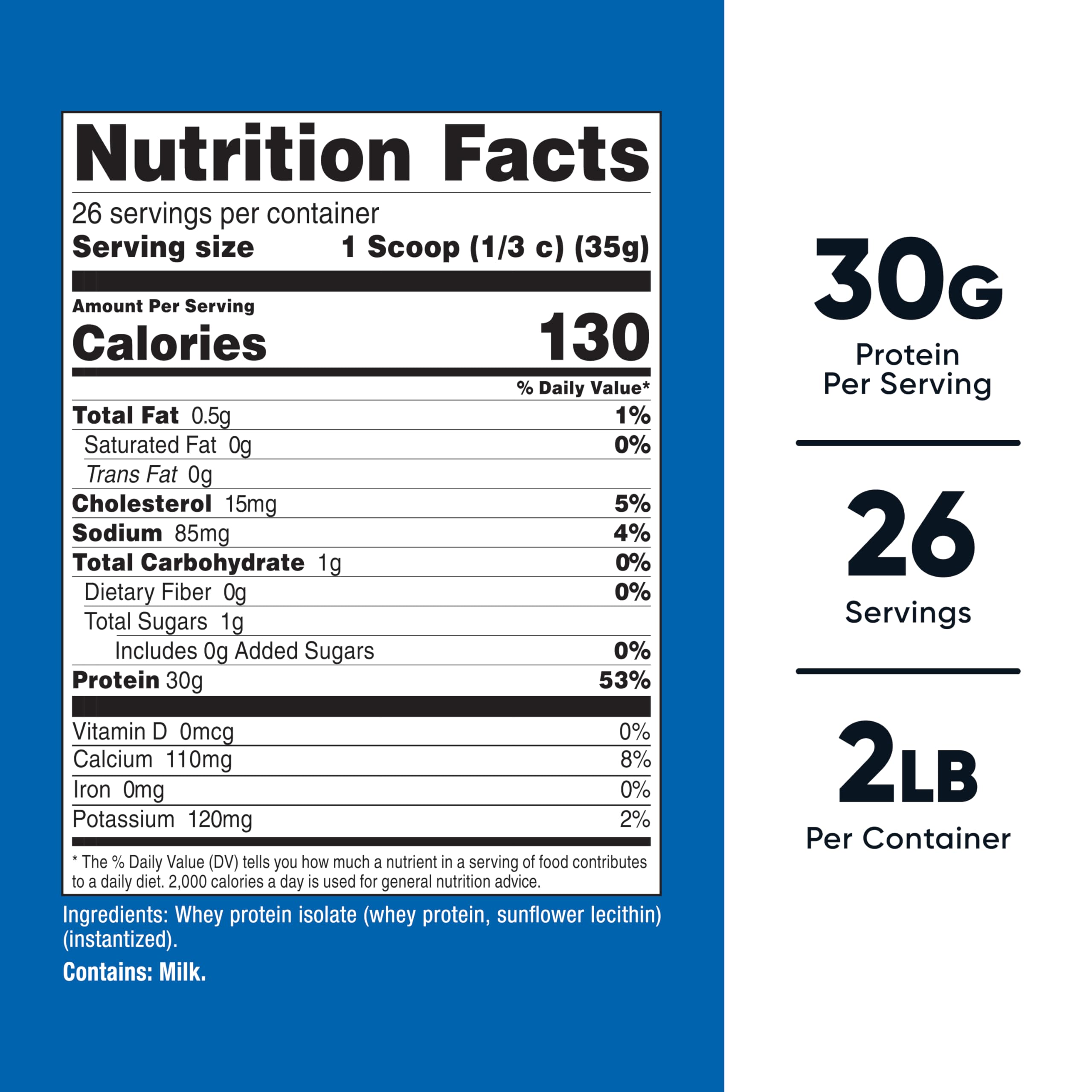 Nutricost Whey Protein Isolate unflavored scoop included for easy measuring.