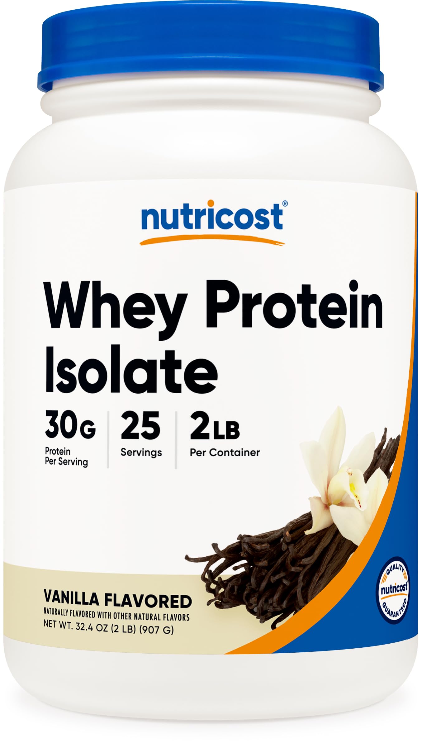 Nutricost Whey Protein Isolate Vanilla bottle showing high-quality protein