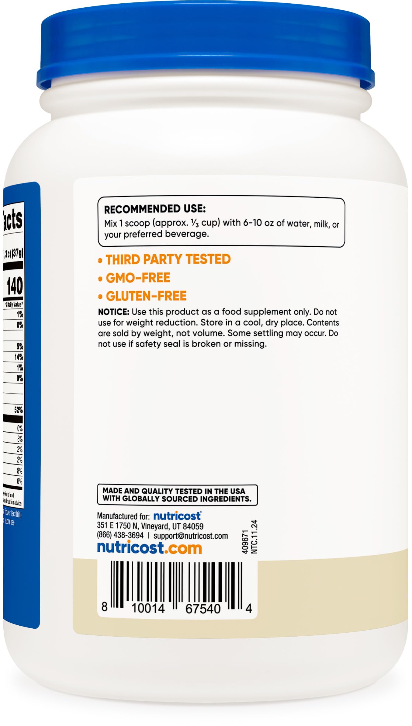 Nutricost Whey Protein Isolate Vanilla shake image showing creamy texture