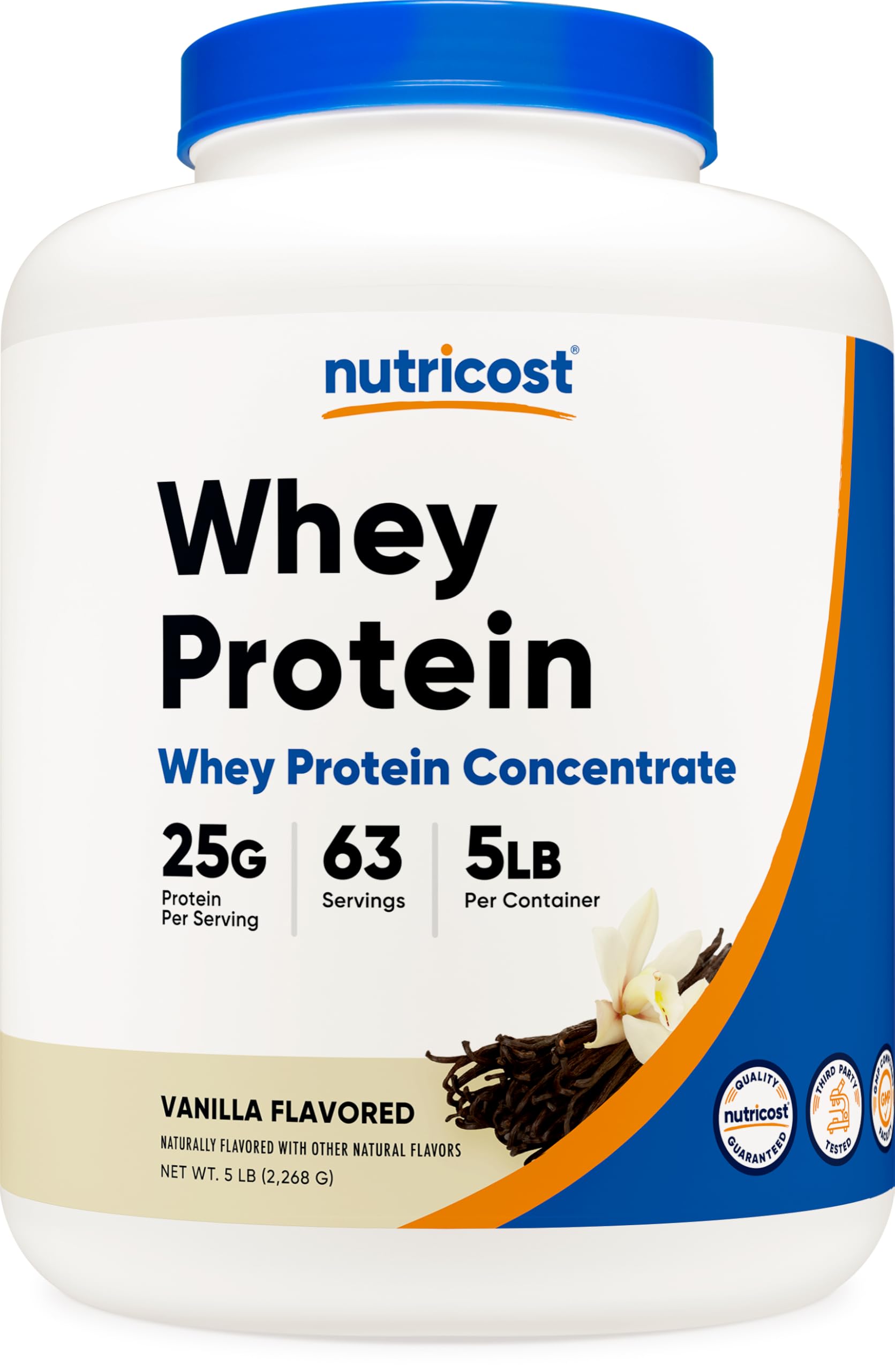 Nutricost vanilla whey protein bottle front view for daily shakes
