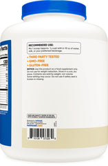 Prepared vanilla Nutricost whey protein shake in a glass