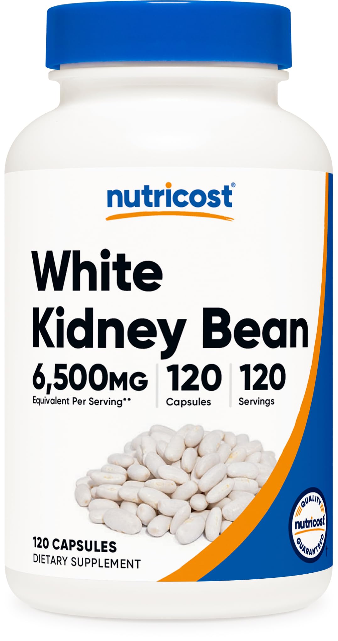 Nutricost white kidney bean capsules bottle front, convenient vegetarian supplement for daily wellness