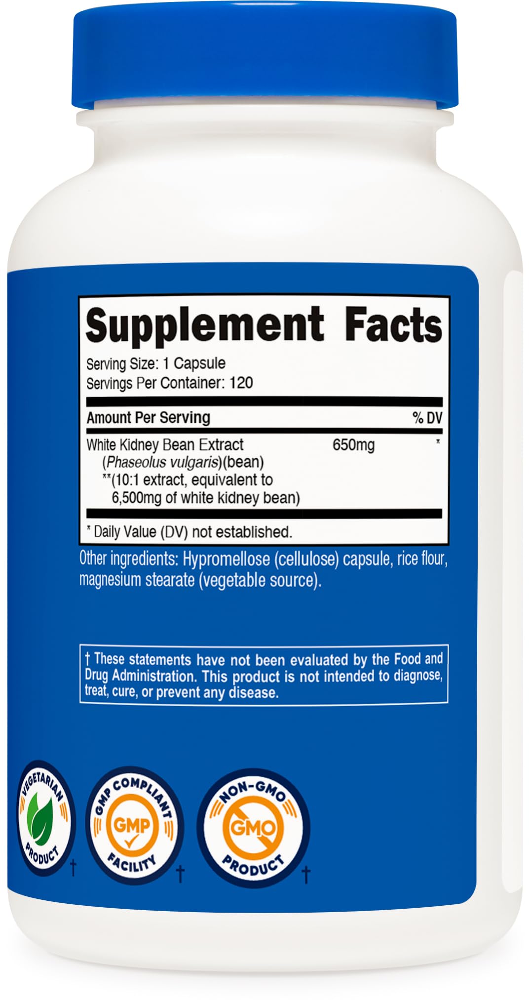 Nutricost extract source Phaseolus vulgaris, plant-based bean origin for vegetarian capsules