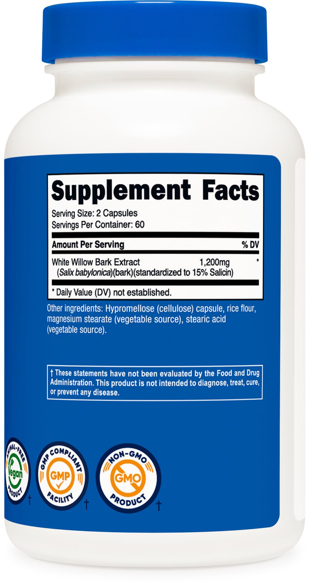 Nutrition facts panel visible on Nutricost bottle to support informed use.