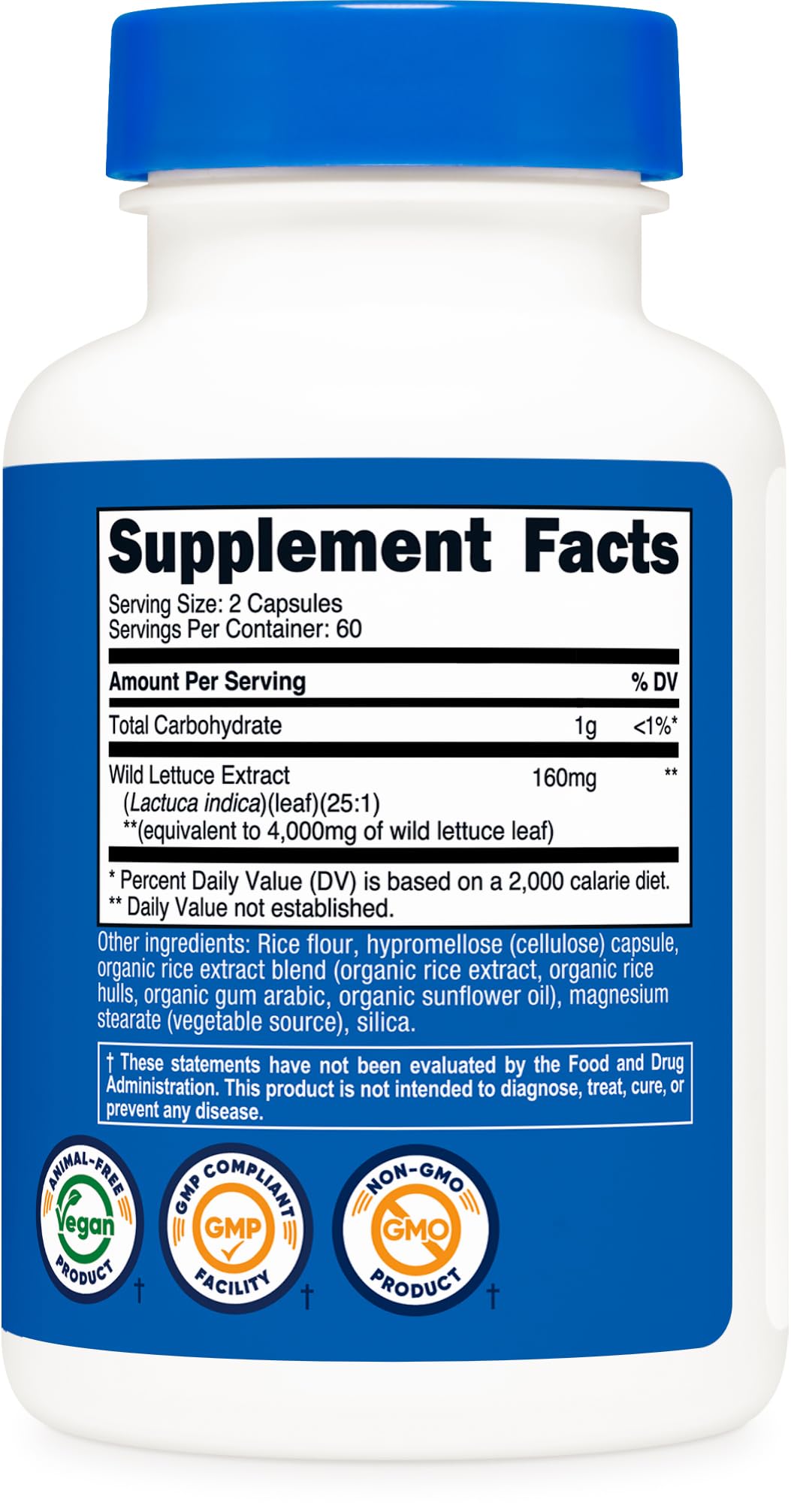 Nutricost Wild Lettuce Extract nutrition facts panel for informed choices