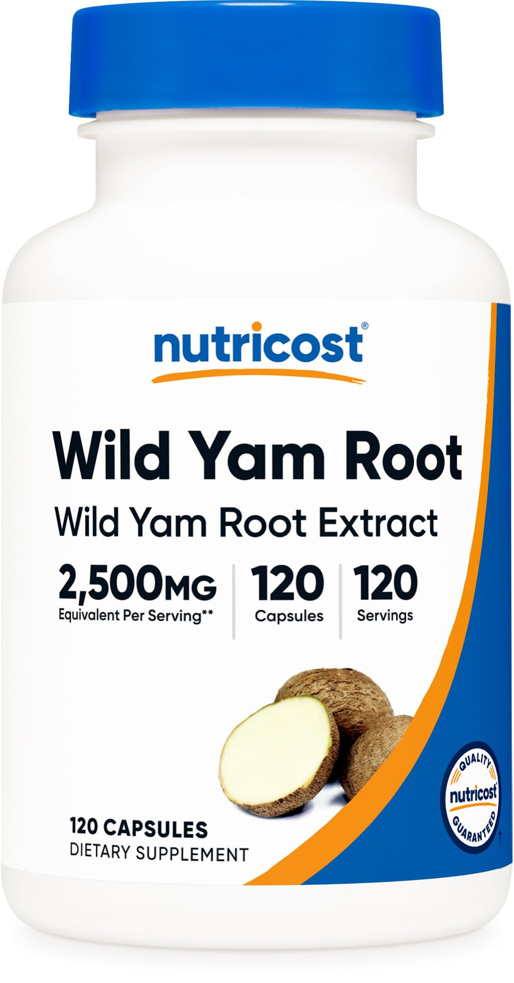 Nutricost Wild Yam Root bottle, easy daily capsules for convenient wellness support.