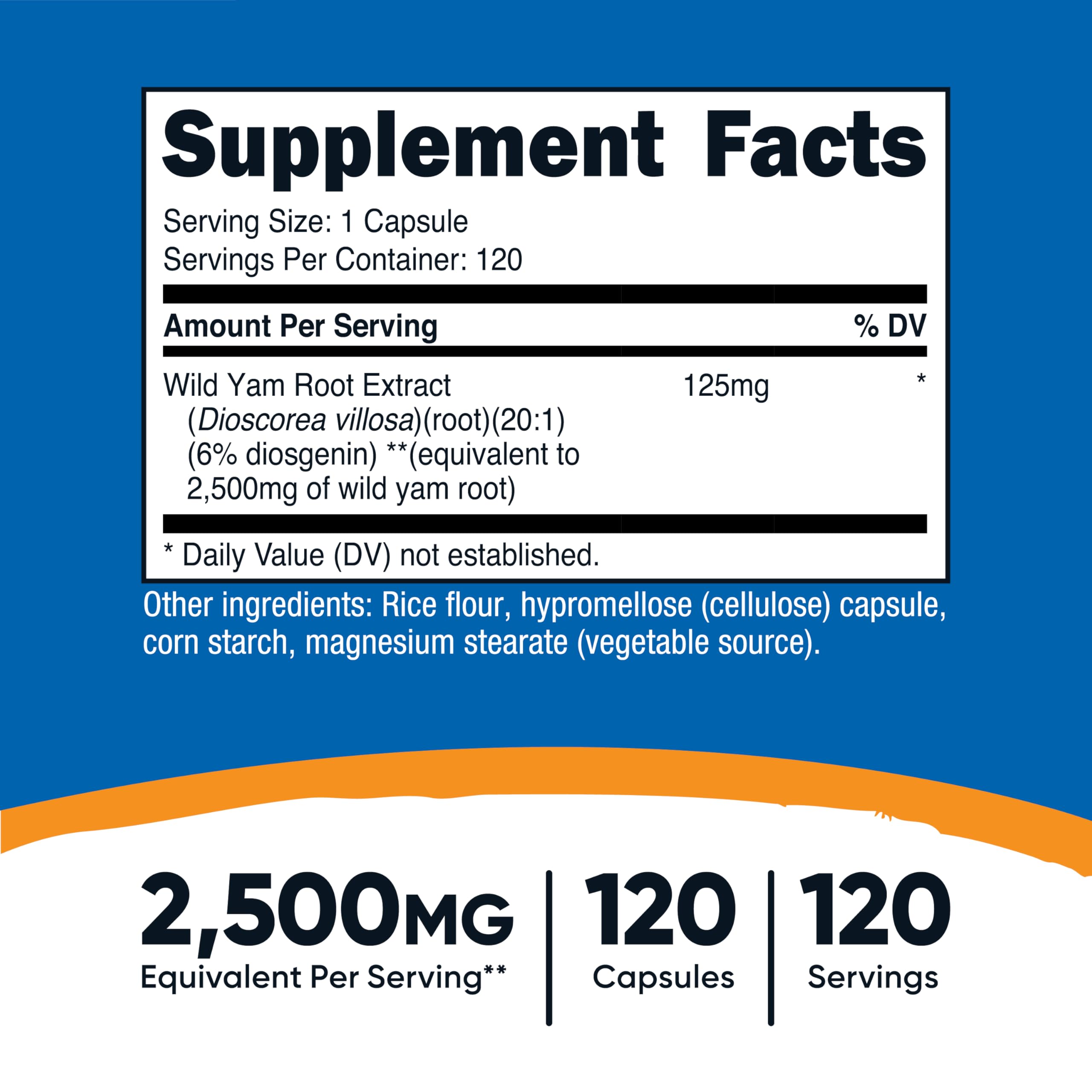 Nutricost Wild Yam Root capsules, vegan-friendly formula for gluten-free daily use.