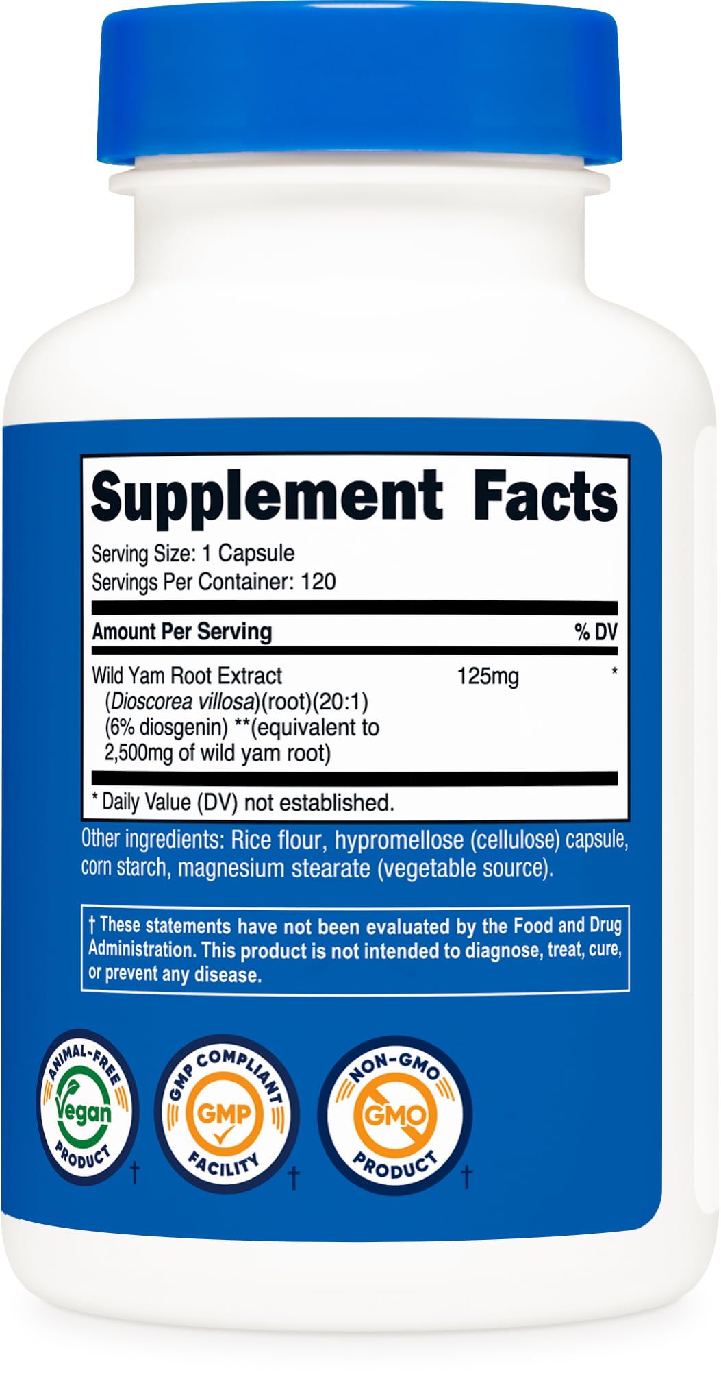 Nutricost Wild Yam Root packaging, ready for easy shelf display and routine supplementation.