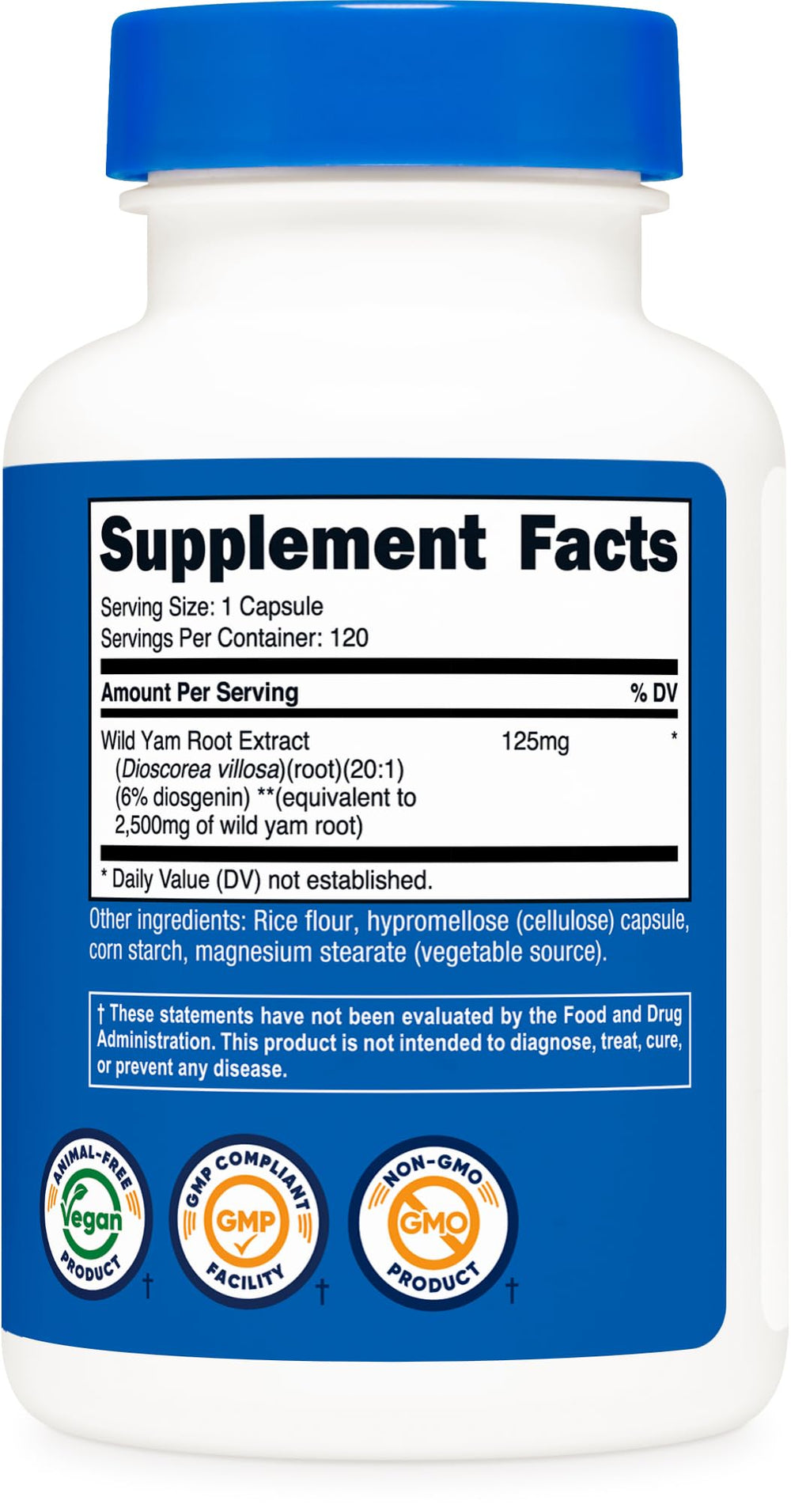 Nutricost Wild Yam Root packaging, ready for easy shelf display and routine supplementation.