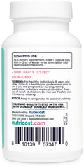 Nutricost Probiotic ingredients list featuring Acacia Fiber and Cranberry.