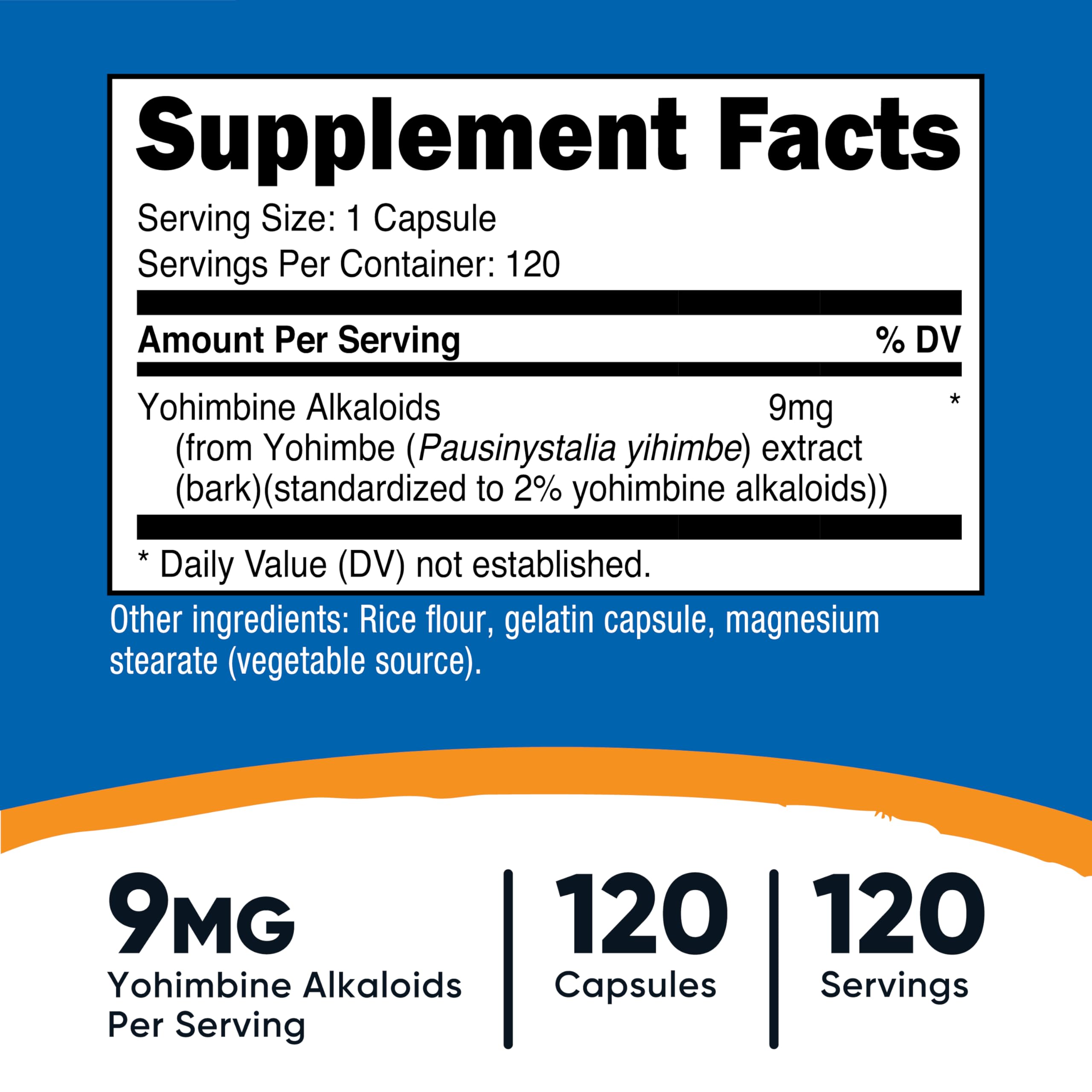 Nutricost Yohimbe capsules close-up showing 450 mg size.