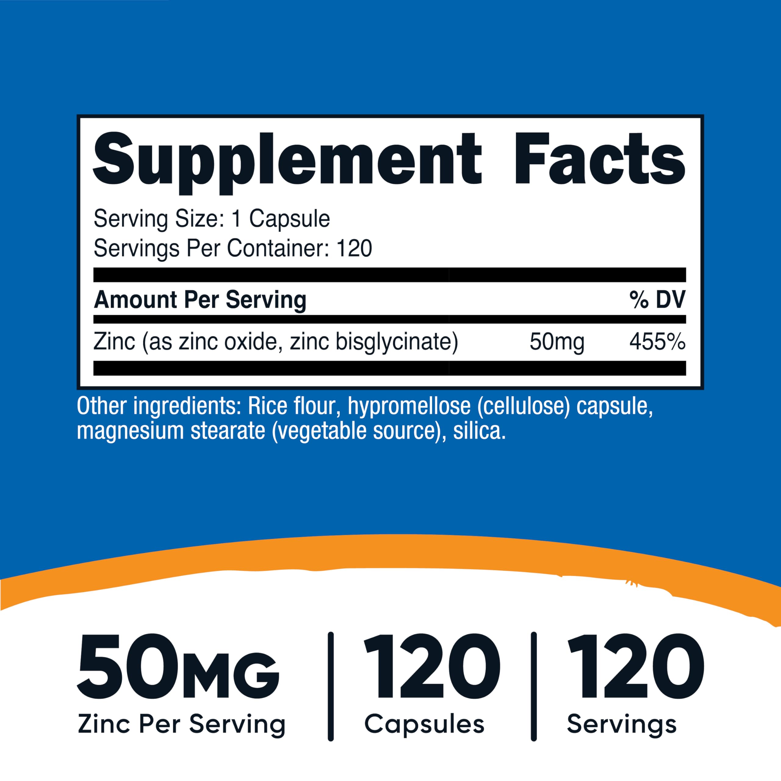 Nutricost zinc bisglycinate capsule close-up showing easy-to-swallow vegan capsule.