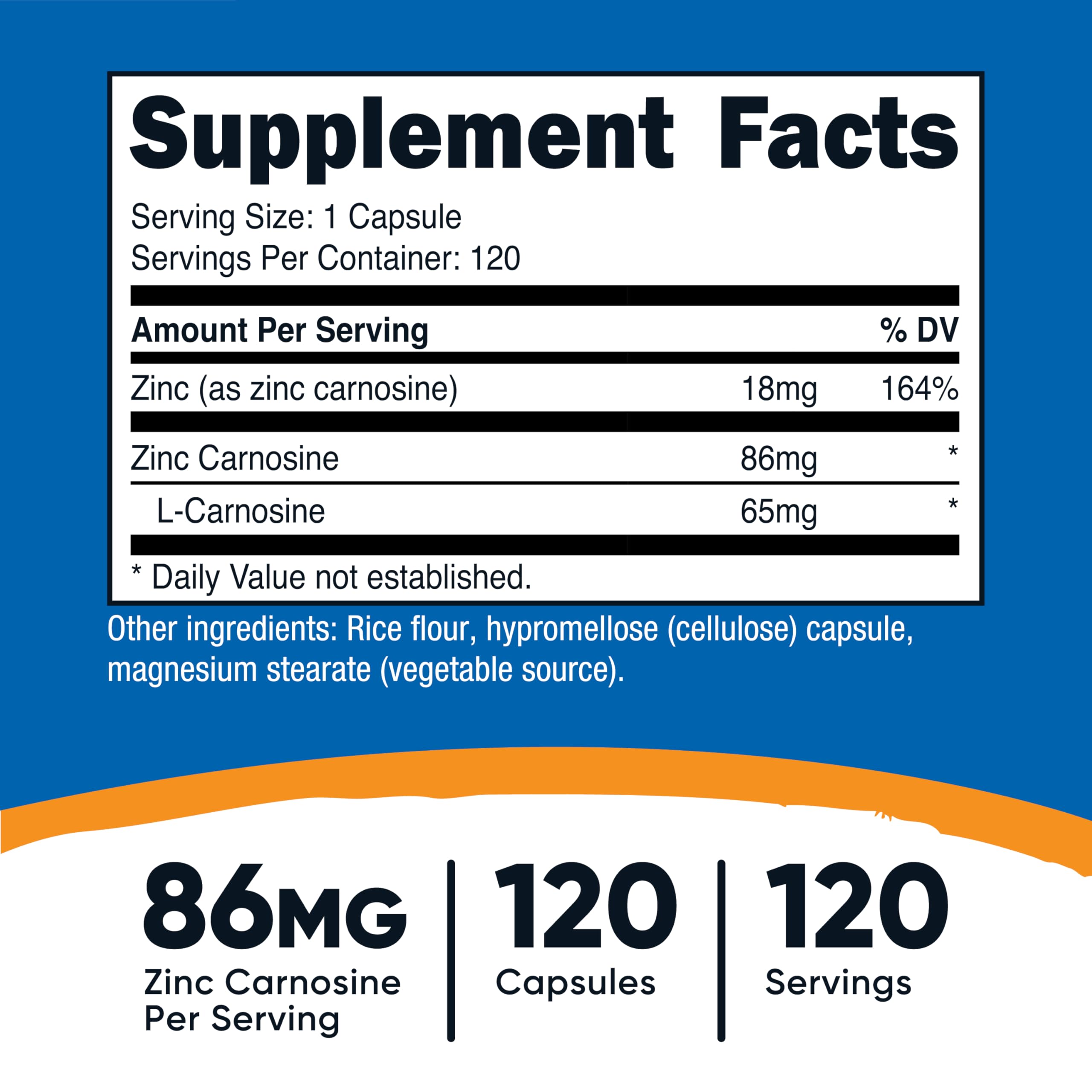 Nutricost Zinc Carnosine capsules 120-serving pack for a simple daily routine