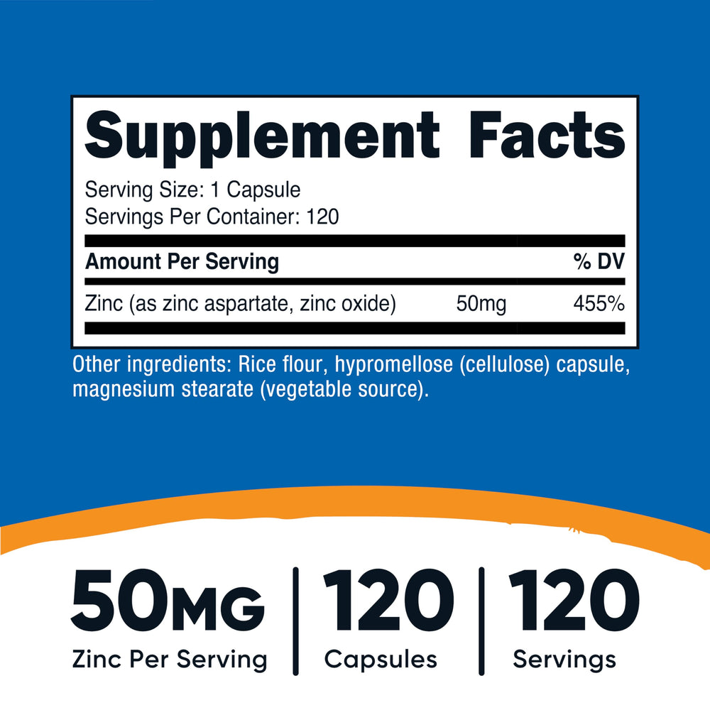 Nutricost Zinc Chelate capsules close-up, vegetarian-friendly formula