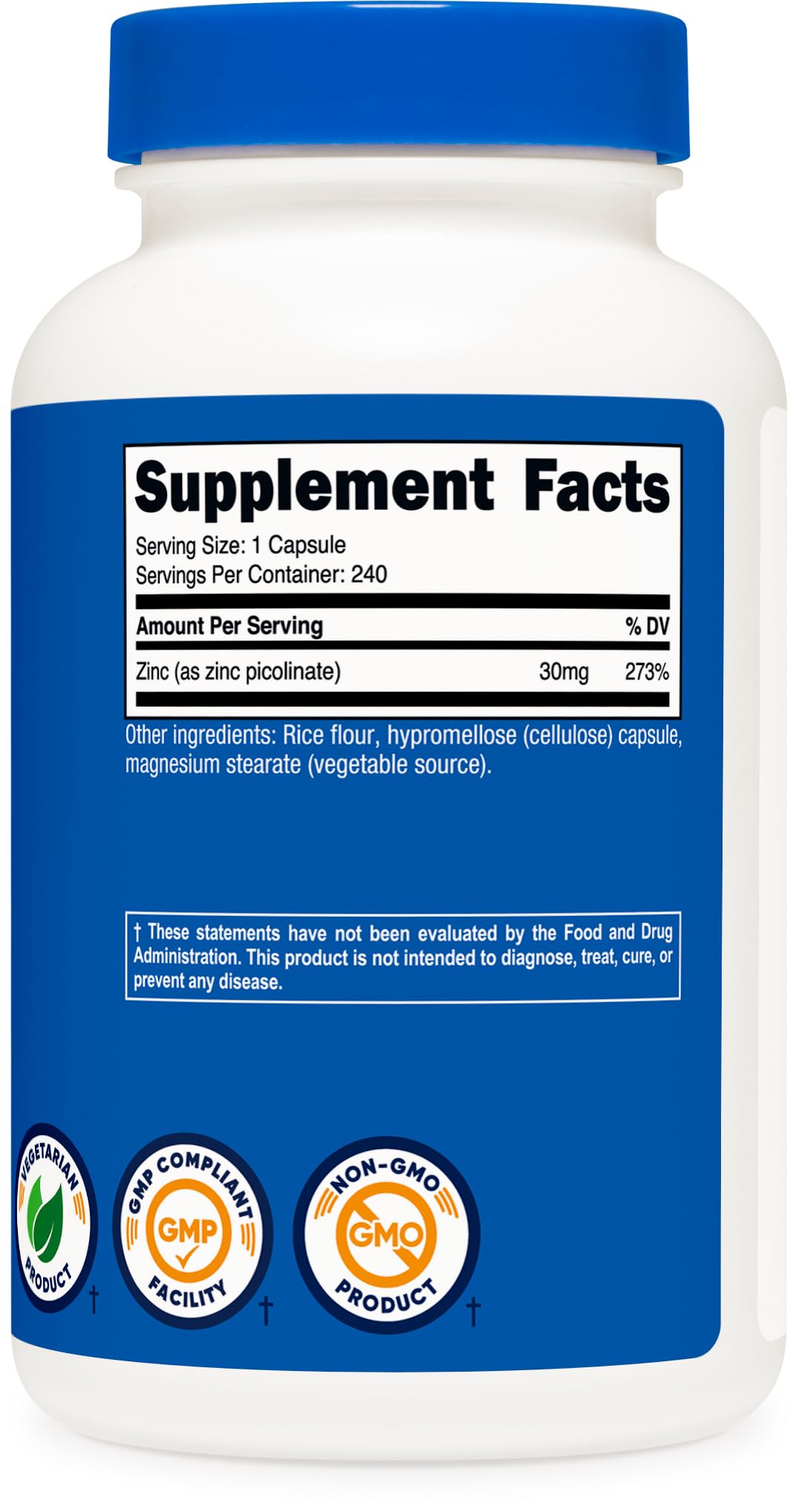 Nutricost Zinc Picolinate 30mg serving with water for convenient daily intake.