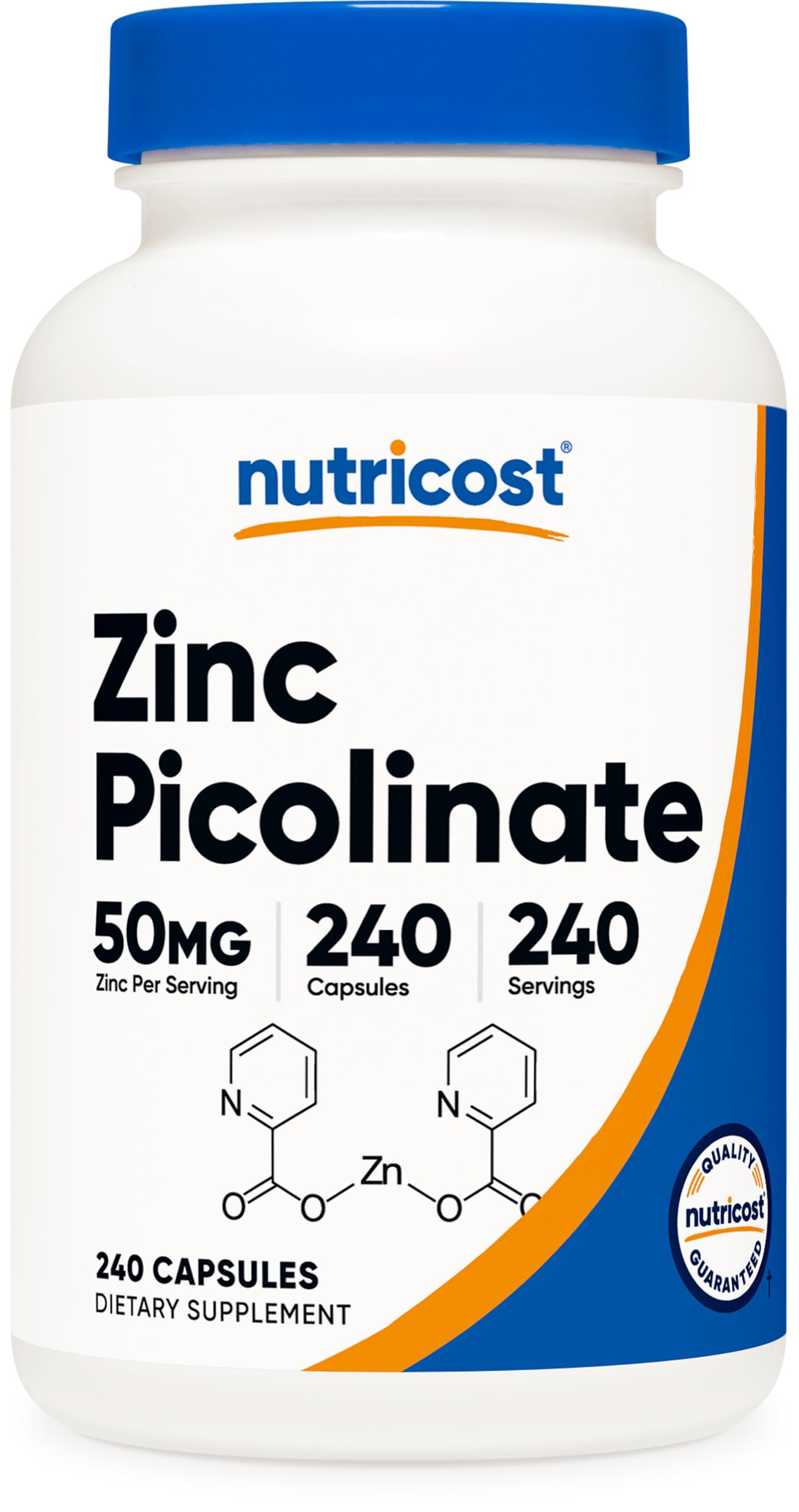 Nutricost Zinc Picolinate 50mg bottle ready for daily use in a vegan routine.