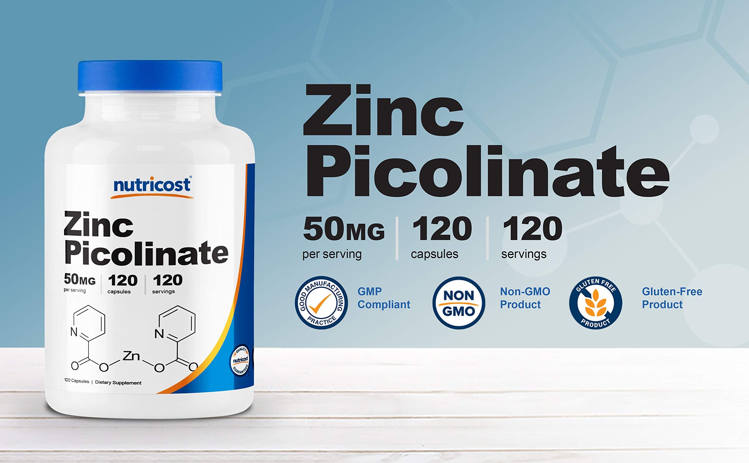 Nutricost Zinc Picolinate capsules close-up for easy swallowing