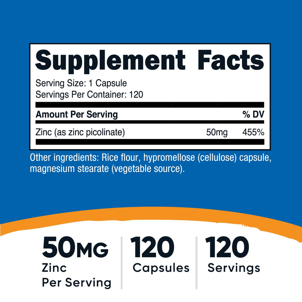 Nutricost zinc picolinate label close-up showing ingredients