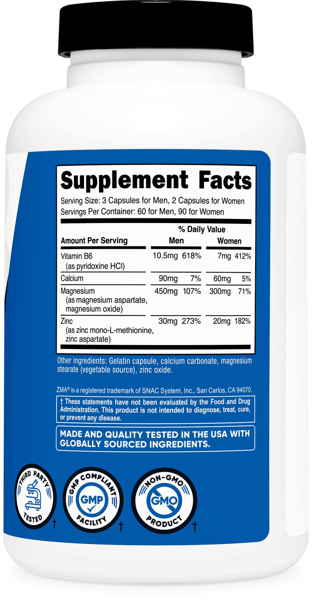 Nutricost ZMA manufactured with quality seals in a certified facility.