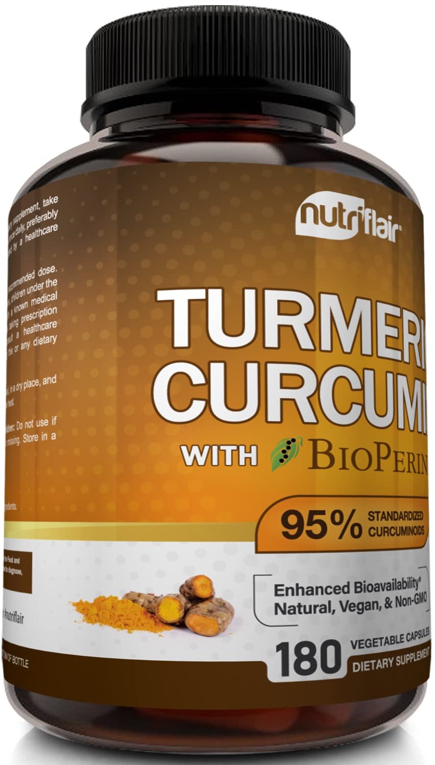Bioperine extraction badge on NutriFlair packaging emphasizing absorption.