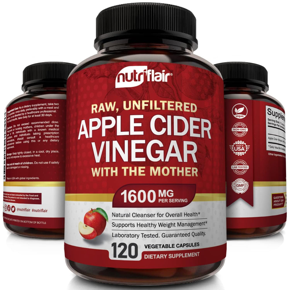 NutriFlair bottle label detail emphasizes potency and vegan-friendly formula.