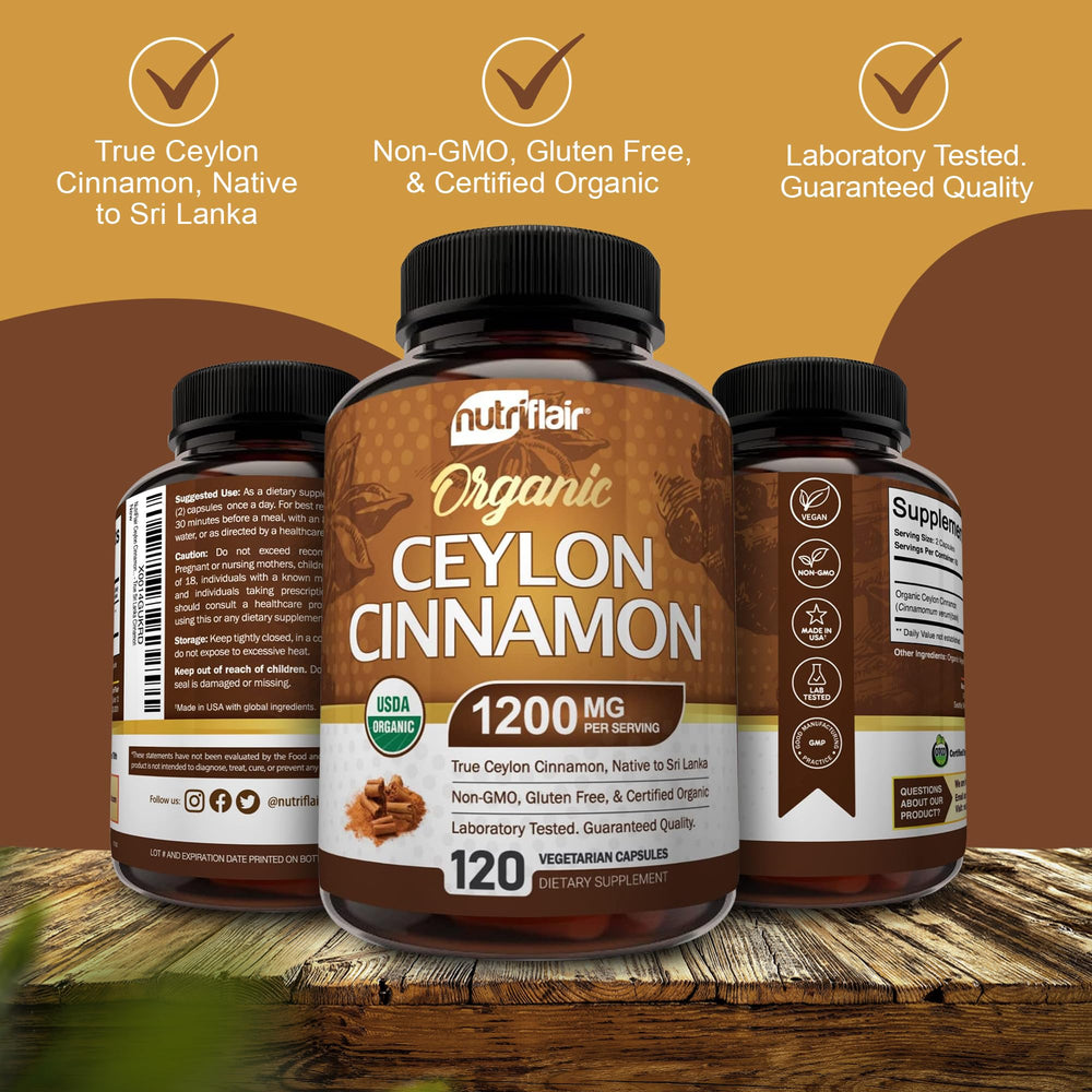 NutriFlair Cinnamon bark origin illustration highlights authentic sourcing for trust.