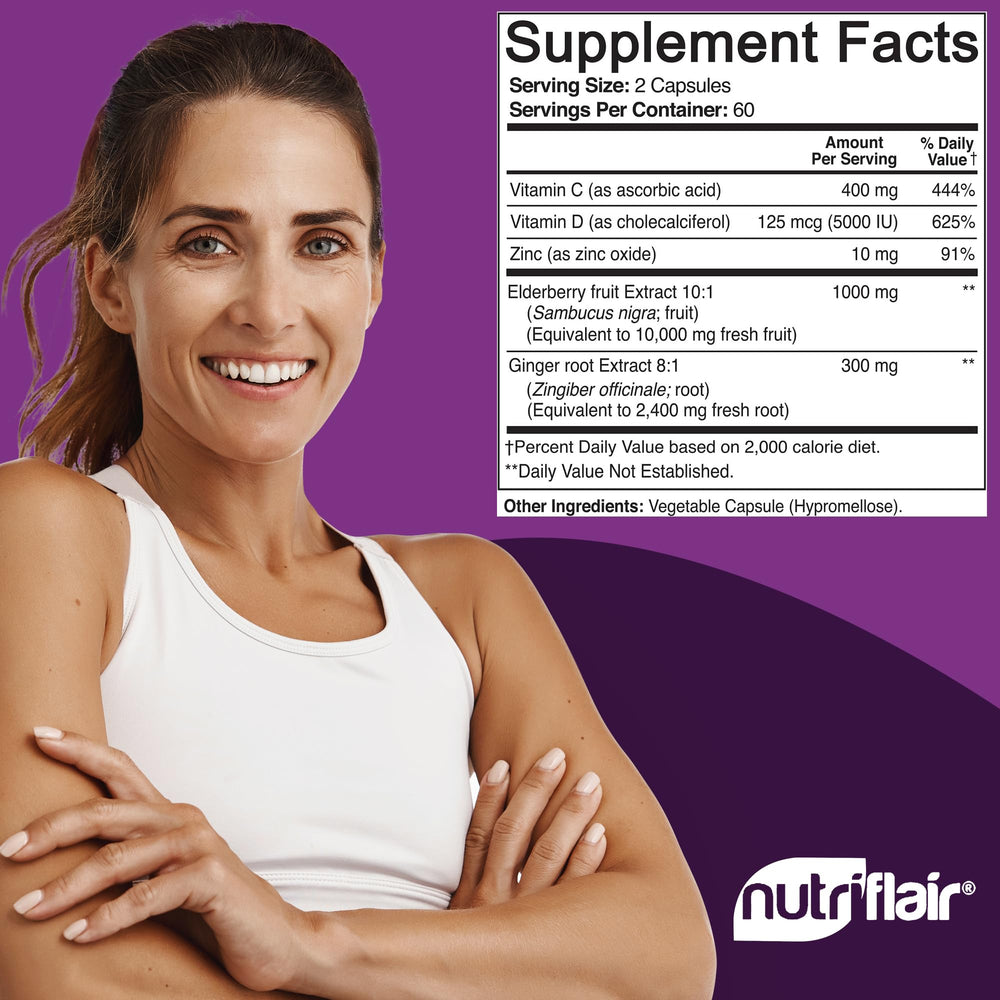 NutriFlair Ginger capsules offering antioxidant-like support for routines.