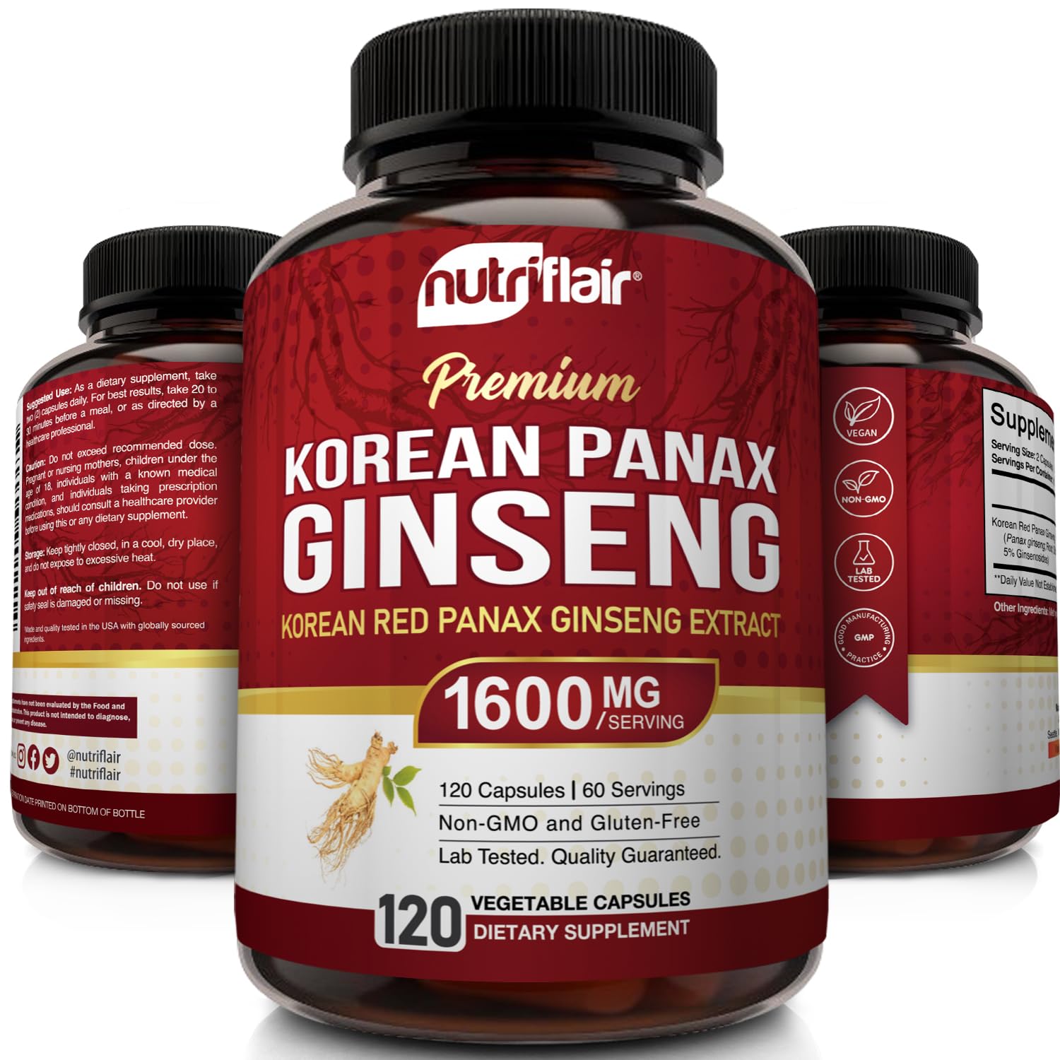 NutriFlair Korean Red Panax Ginseng GMP US seal signals quality