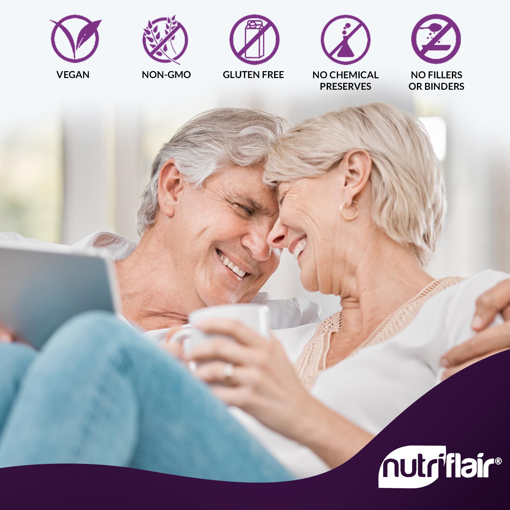 NutriFlair Non-GMO gluten-free bottle for clean nutrition.