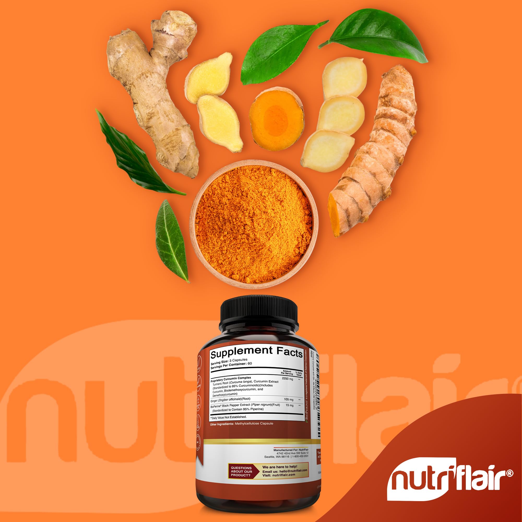 NutriFlair turmeric ginger complex capsules for daily wellness