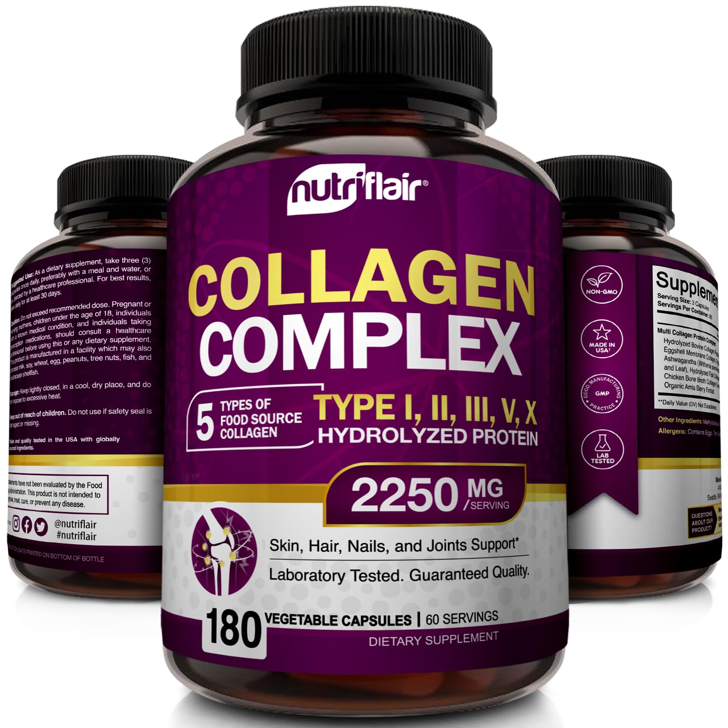 NutriFlair collagen capsules stirred into coffee for convenient daily intake.