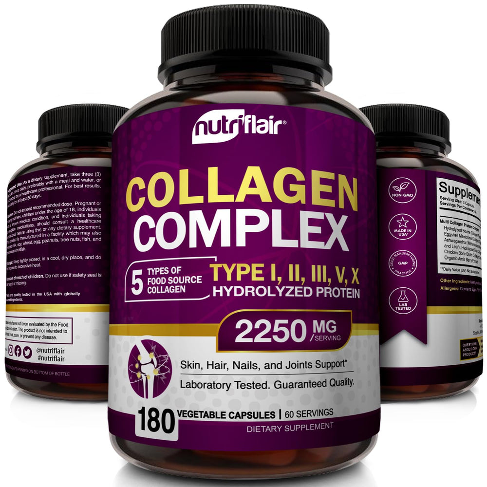 NutriFlair collagen capsules stirred into coffee for convenient daily intake.
