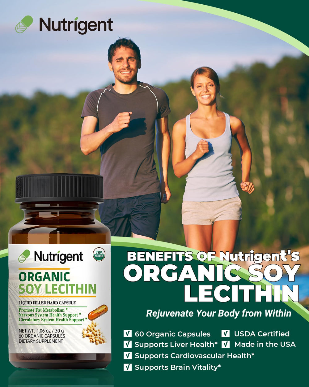 Nutrigent brain health illustration emphasizes potential cognitive support alongside healthy membranes.