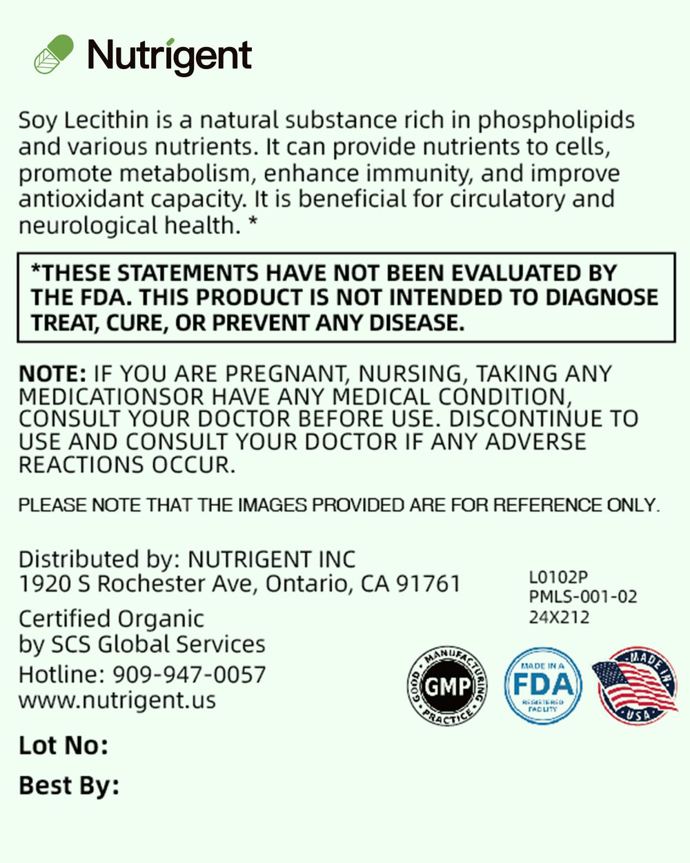 Nutrigent gluten-free non-gmo badge highlights clean ingredient standards.