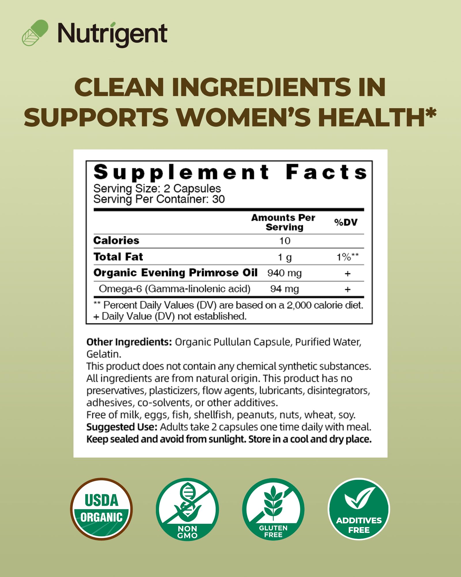 Nutrigent Liquid-filled capsule pack indicating freshness and stability