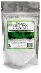 Nutrigins cristales de mentol en bolsa de 4oz, aroma fresco para aromaterapia.