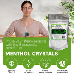 Nutrigins cristales de mentol, etiqueta botánica Mentha arvensis.
