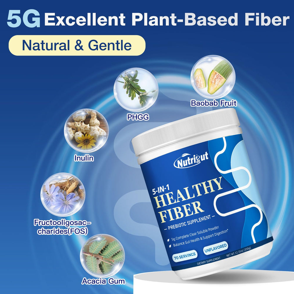 NutriGut fiber scoop measuring 5g per serving for consistency