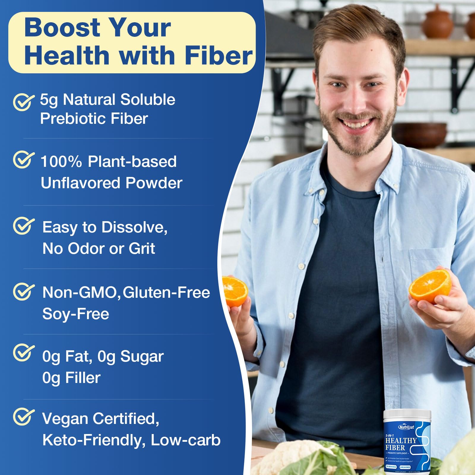 NutriGut vegan-friendly fiber powder aligns with plant-based nutrition