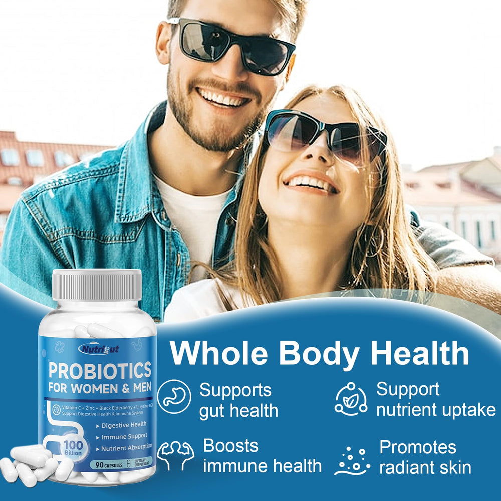 NutriGut dosing scoop beside bottle suggests an easy daily routine.