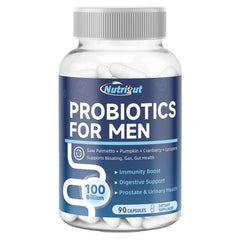 NutriGut Probiotics for Men bottle front view supports everyday digestive wellness