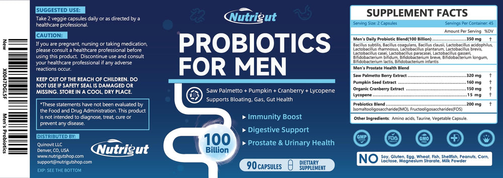 NutriGut Probiotics for Men digestive and immune support concept illustration