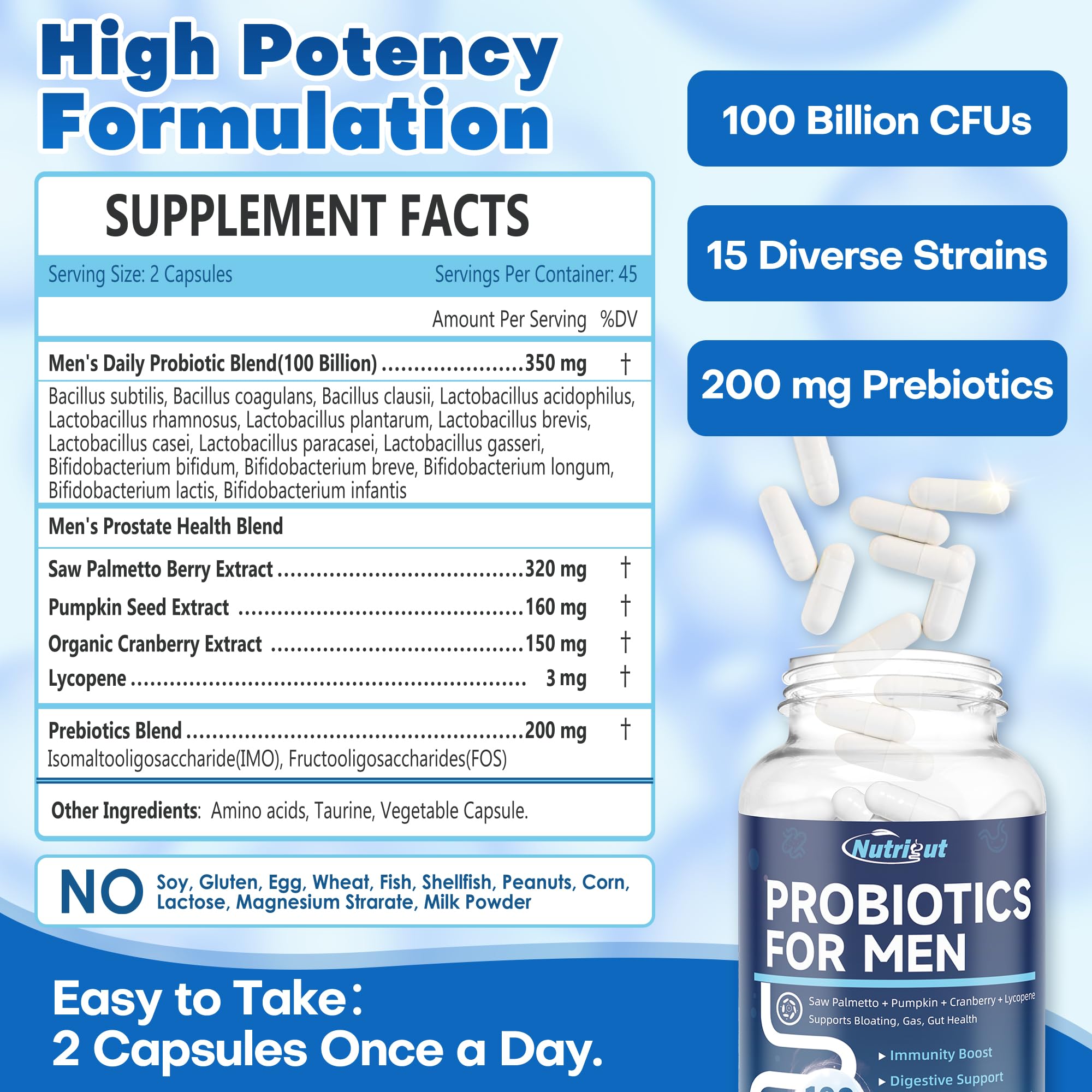 NutriGut Probiotics for Men saw palmetto berry visual suggests urinary support