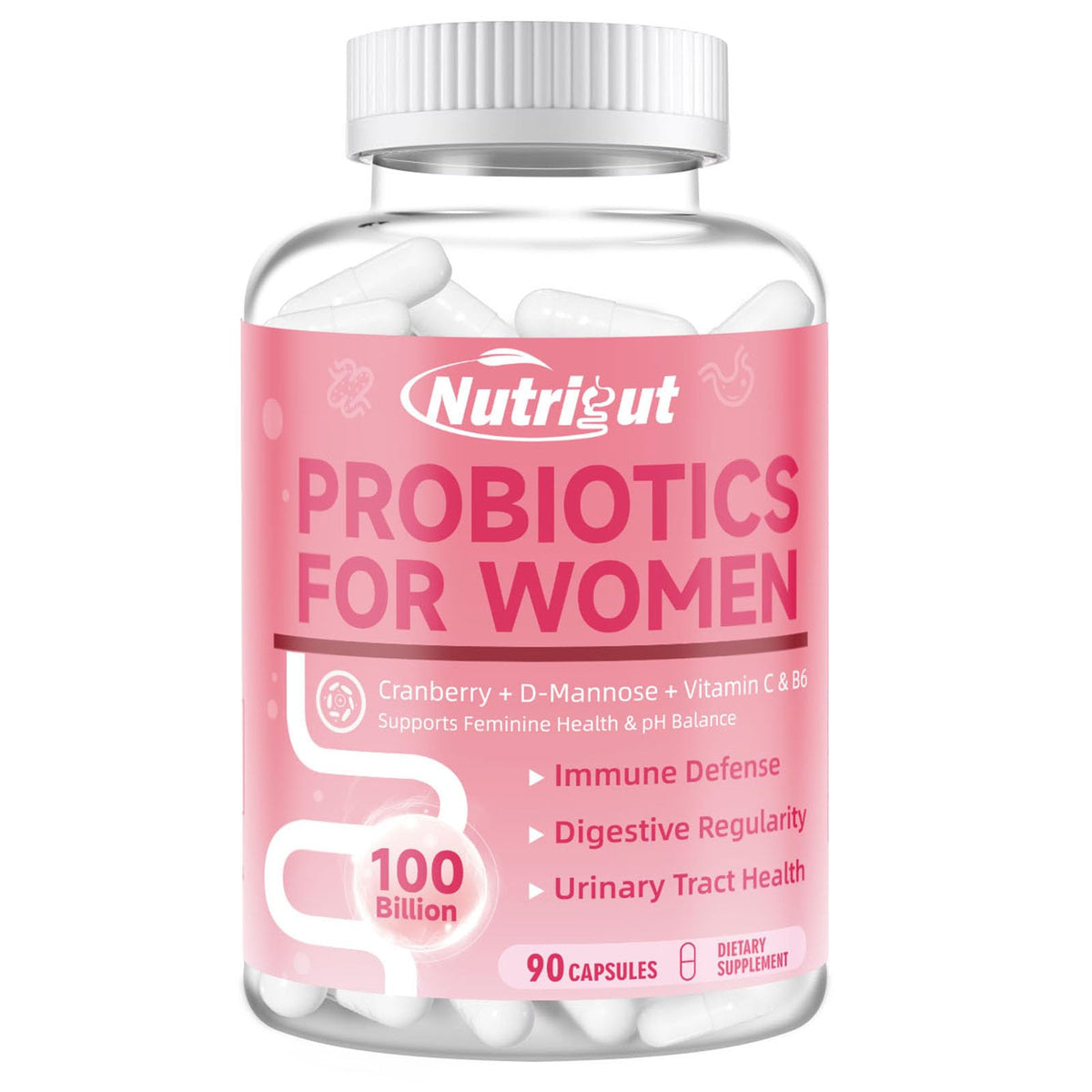 NutriGut Probiotics for Women bottle cap closeup for easy daily digestive support