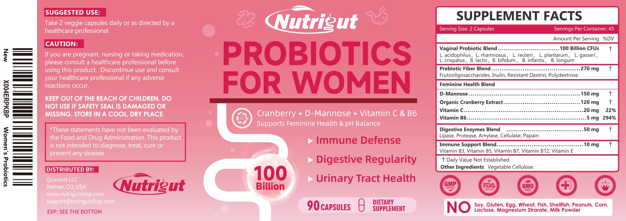 NutriGut Probiotics for Women bottle on a wood table in a healthy lifestyle setup